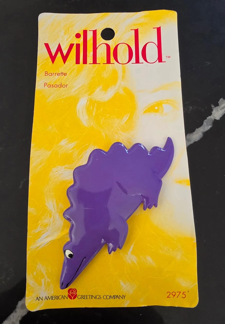 Vintage Wilhold Purple Dinosaur Barrette NOS Original Card 1980s 1990s Retro Hai